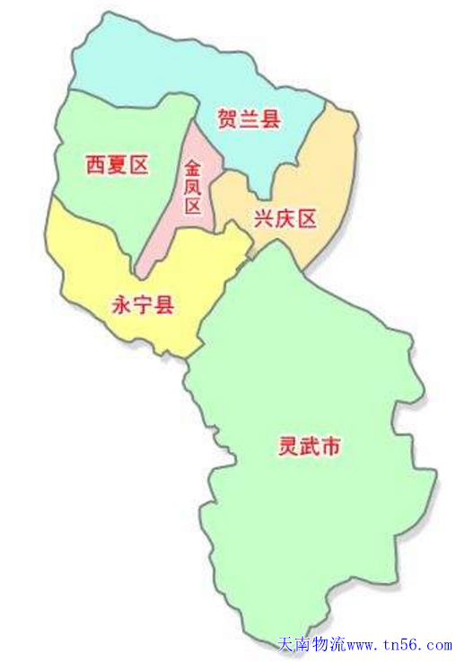 惠州到银川市物流地图