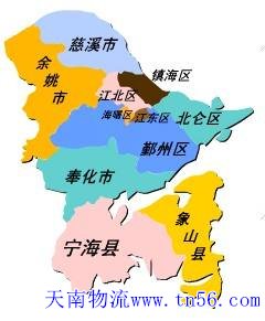 河源到宁波市物流地图