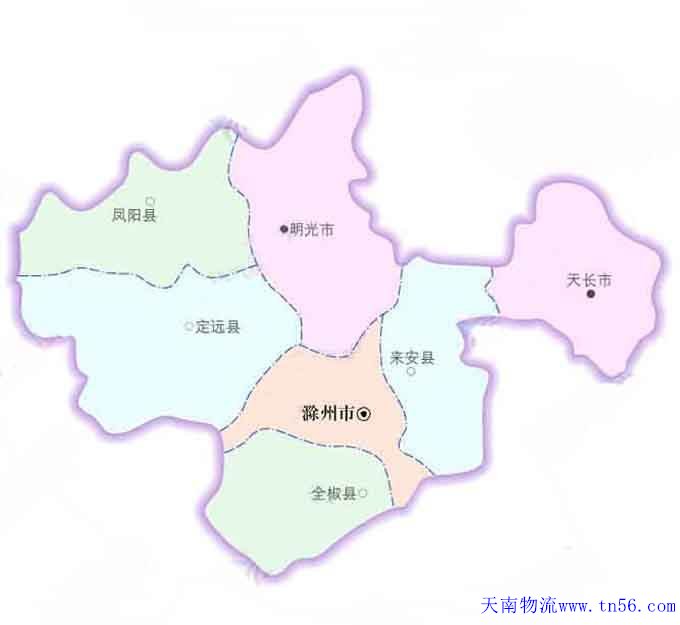 珠海到滁州市物流地图